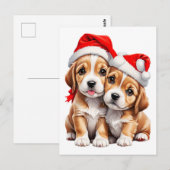 クリスマスの子犬 ポストカード (正面/裏面)