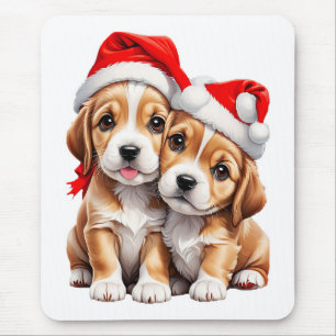 クリスマスの子犬 マウスパッド