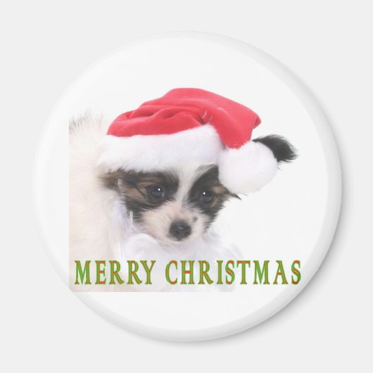 クリスマスの子犬 マグネット (正面)