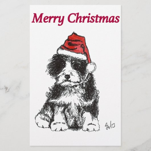 クリスマスの子犬 便箋 (正面)