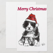 クリスマスの子犬 便箋 (正面/裏面)