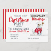 クリスマスの子犬 招待状 (正面/裏面)