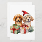 クリスマスの子犬 招待状 (正面/裏面)