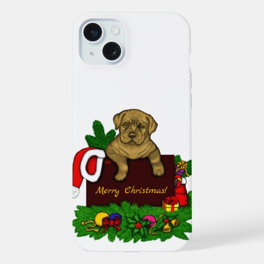 クリスマスの子犬 iPhoneケース (裏面)