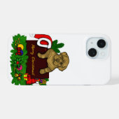 クリスマスの子犬 iPhone 15ケース (裏面横)