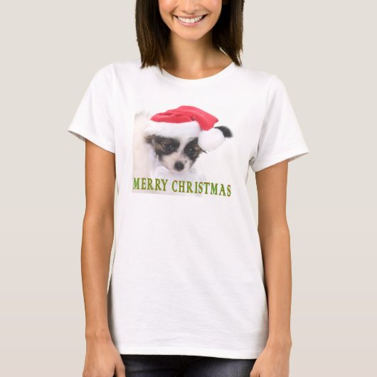 クリスマスの子犬 Tシャツ (正面)
