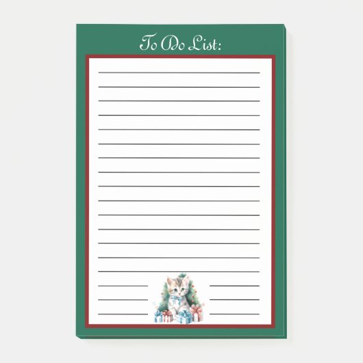 クリスマスの子猫とプレゼント一覧 ポストイット (正面)