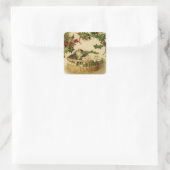 クリスマスの子猫とホリーステッカー スクエアシール (バッグ)