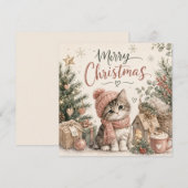 クリスマスの子猫のグリーティングカード (正面/裏面)