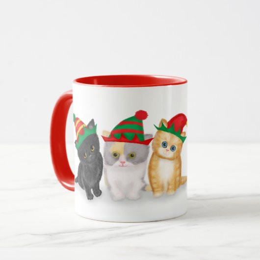 クリスマスの子猫のパーソナライズされたマグカップ マグカップ (正面左)