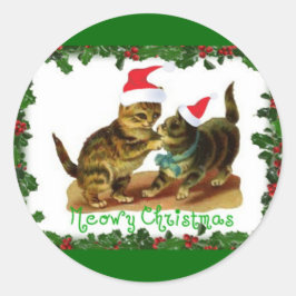 クリスマスの子猫のホリデーシール ラウンドシール