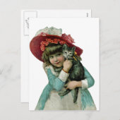 クリスマスの子猫を抱いて シーズンポストカード (正面/裏面)