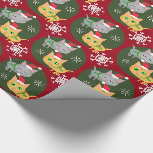 クリスマスの子猫猫のかわいい包装紙 ラッピングペーパー (角)