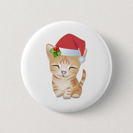 クリスマスの子猫猫のギフトPinのブローチ 缶バッジ (正面)