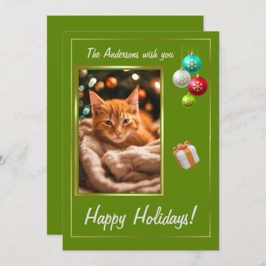 クリスマスの子猫2，ハッピーホリデー，かわいい子猫, 招待状 (正面/裏面)