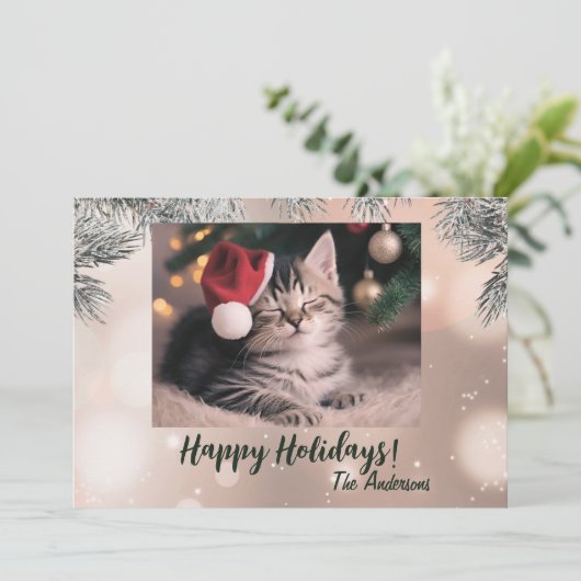 クリスマスの子猫9,ハッピーホリデー,クリスマスカード 招待状 (スタンド正面)
