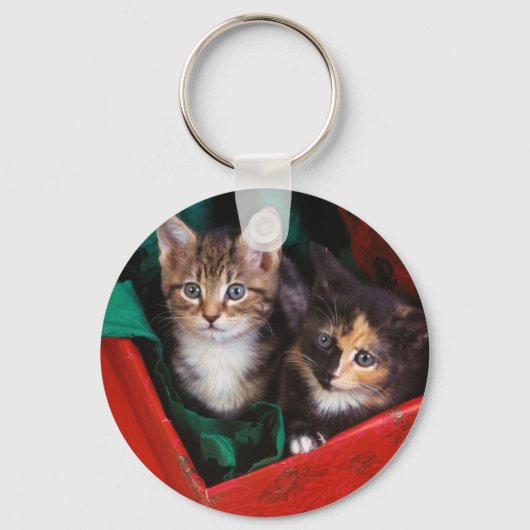 クリスマスの子猫 キーホルダー (正面)