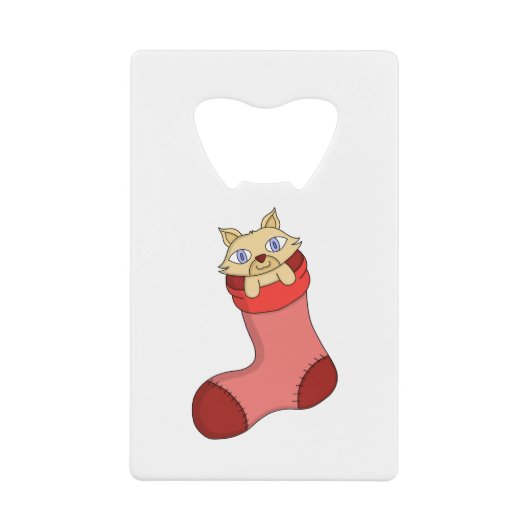 クリスマスの子猫 クレジットカード栓抜き (正面)