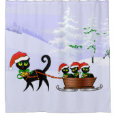 クリスマスの子猫 シャワーカーテン (正面)