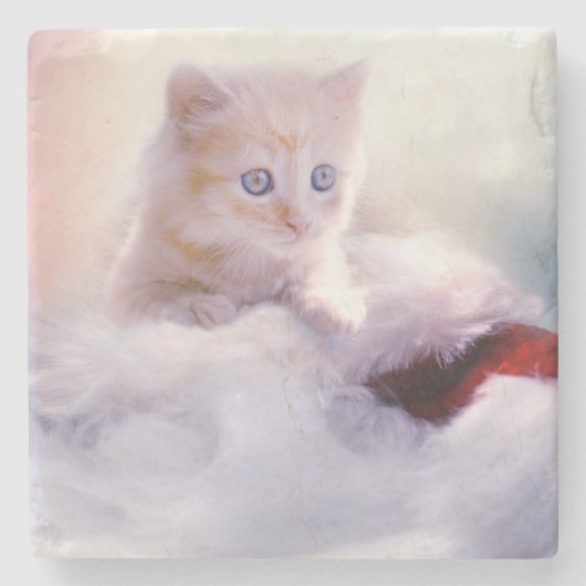 クリスマスの子猫 ストーンコースター (正面)