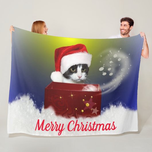 クリスマスの子猫 フリースブランケット (インサイチュ)