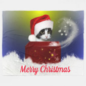 クリスマスの子猫 フリースブランケット (正面(横))
