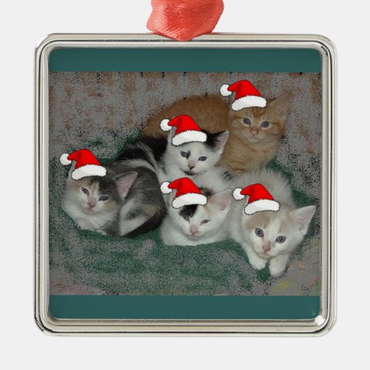 クリスマスの子猫 メタルオーナメント (正面)