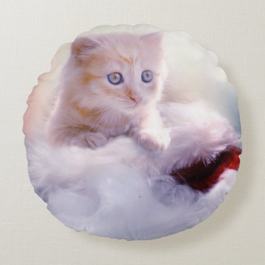 クリスマスの子猫 ラウンドクッション (正面)