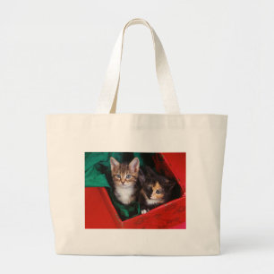 クリスマスの子猫 ラージトートバッグ