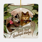 クリスマスの子猫 – ヴィンテージクリスマスデザイン セラミックオーナメント (裏面)