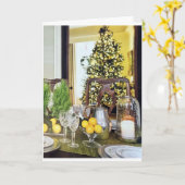 **クリスマスの季節にホールをデッキで飾る** カード (黄色い花)