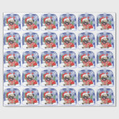 クリスマスの季節の冬のパグ ラッピングペーパー (フラット)