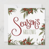 クリスマスの季節の挨拶 かわいい花のクリスマス シーズンカード (正面)