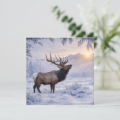クリスマスの季節の挨拶 雪の中のエルク (スタンド正面)