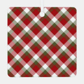 クリスマスの季節の格子模様の写真 メタルオーナメント (裏面)