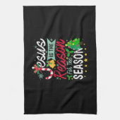 クリスマスの季節はイエスがおもしろい原因 キッチンタオル (縦)