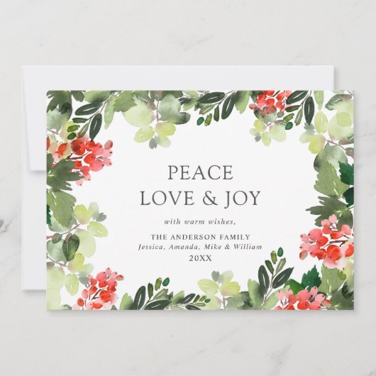 クリスマスの季節到来! ホリデーシーズン到来を告げる、愛と喜びに満ちたクリスマスグリーティング シーズンカード (正面)