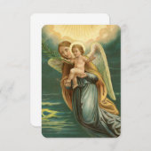 クリスマスの守護天使と赤ちゃんイエス 招待状 (正面/裏面)