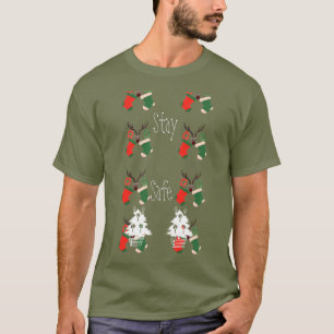 クリスマスの安全で興味深いおもしろい活動を続ける Tシャツ