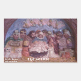 「クリスマスの安定」長方形ステッカー 長方形シール