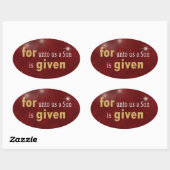 クリスマスの宗教文字オン・レッド 楕円形シール (シート)