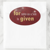 クリスマスの宗教文字オン・レッド 楕円形シール (バッグ)