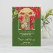 クリスマスの宗教的なイメージ 聖母マリアと幼子イエス ポインセチア シーズンカード (スタンド正面)