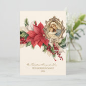 クリスマスの宗教的なポインセチアの母マリアとイエス シーズンカード (スタンド正面)