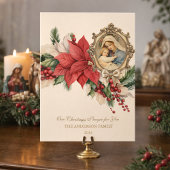 クリスマスの宗教的なポインセチアの聖母マリアとイエス シーズンカード