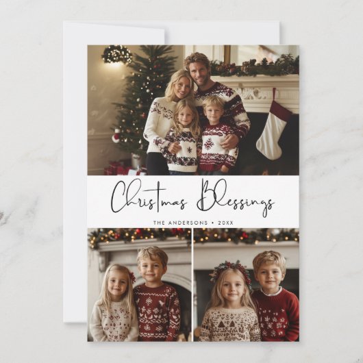 クリスマスの宗教的な恵みと子供の写真 シーズンカード (正面)