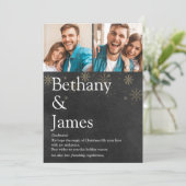 クリスマスの定義をシェアしよう カップル 2 枚の写真 チョークボード シーズンカード (スタンド正面)