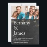 クリスマスの定義2写真チョークボード シーズンカード<br><div class="desc">あなたにとってクリスマスホリデーシーズンがどんな意味を持つのか、洗練されたボヘミアンホリデーカードでシェアしましょう。あなたの特別な写真とメッセージは、チョークボードの背景にゴールドの雪の結晶とモダンなタイポグラフィでデザインされています。Thisisnotme©によるデザイン</div>