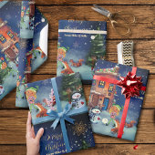 クリスマスの家と森の仲間たち ラッピングペーパー