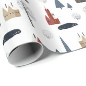 クリスマスの家の木、池または湖のパターン ラッピングペーパー (ロールコーナー)